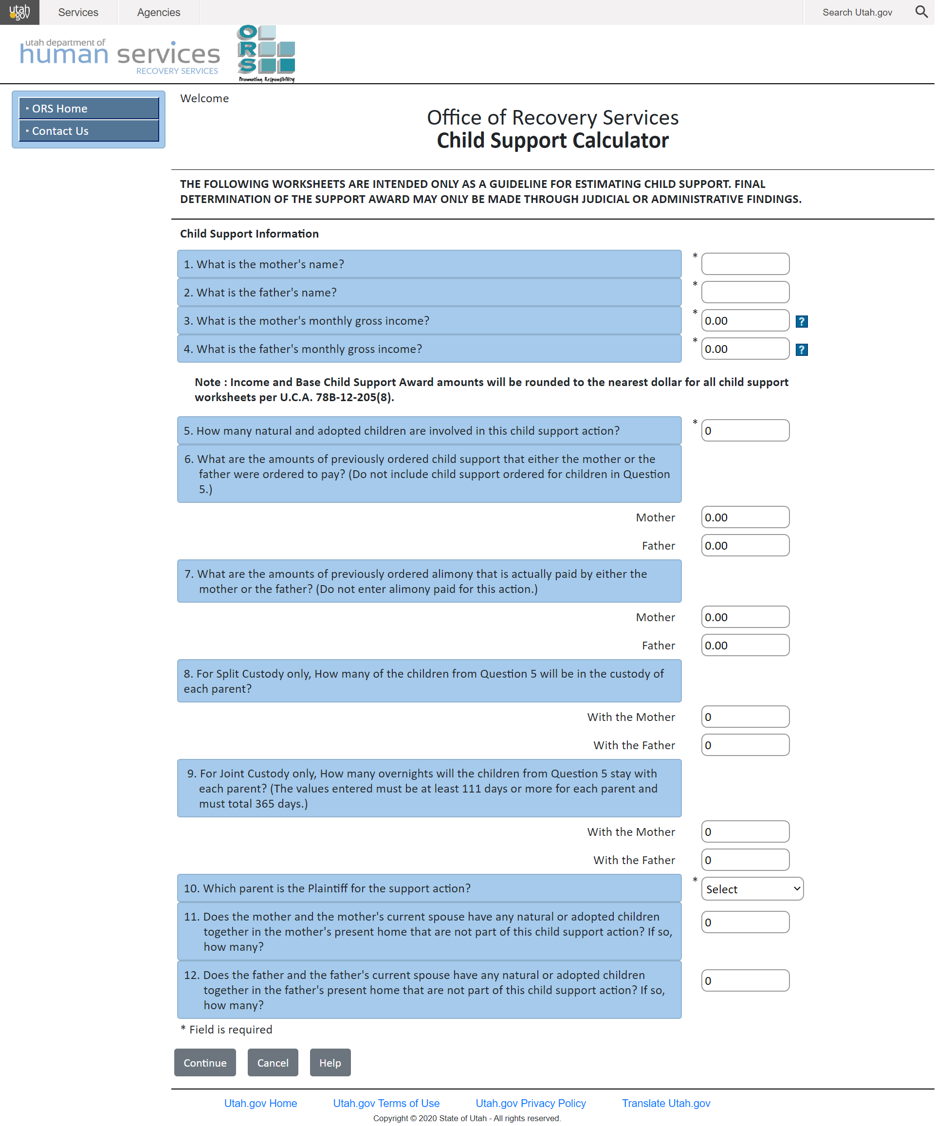 Utah Child Support Calculator - child support calculator sole custody